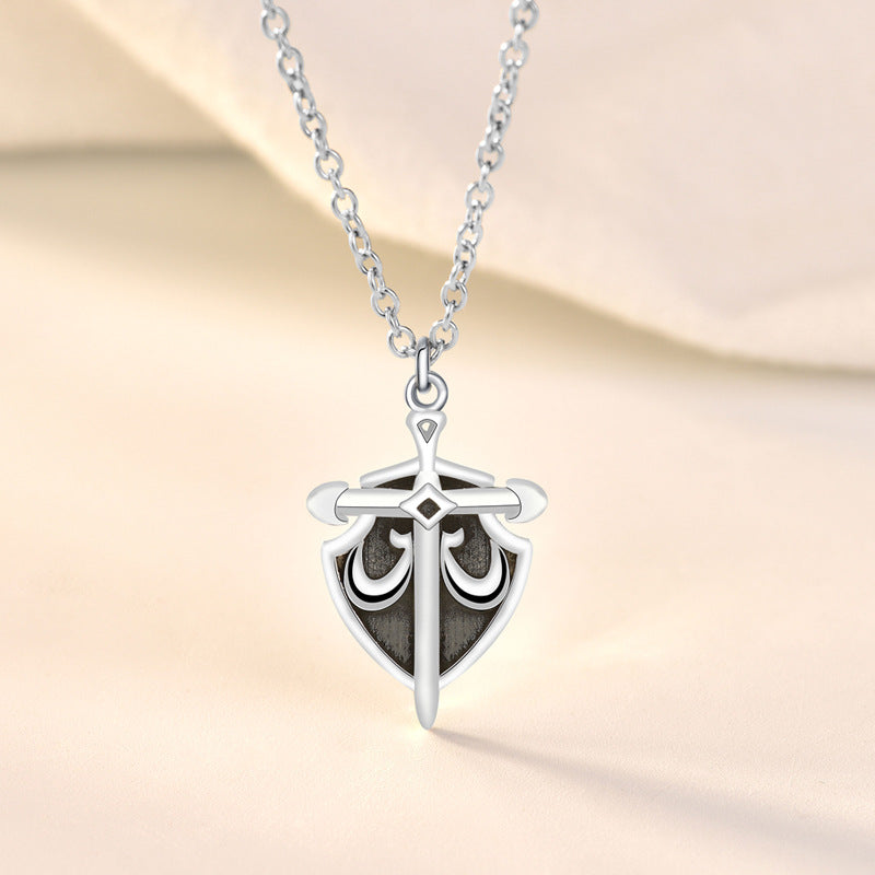 Gift Princess and Her Knight CZ 925 Sterling Silver Promise Necklace