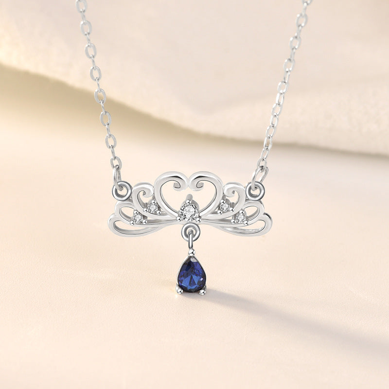 Gift Princess and Her Knight CZ 925 Sterling Silver Promise Necklace