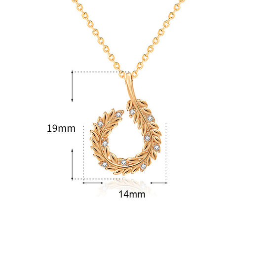 New CZ Wheat Ear Circle 925 Sterling Silver Necklace