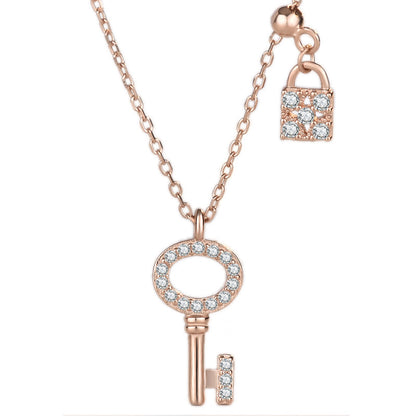 Modern CZ Lock Key 925 Sterling Silver Necklace