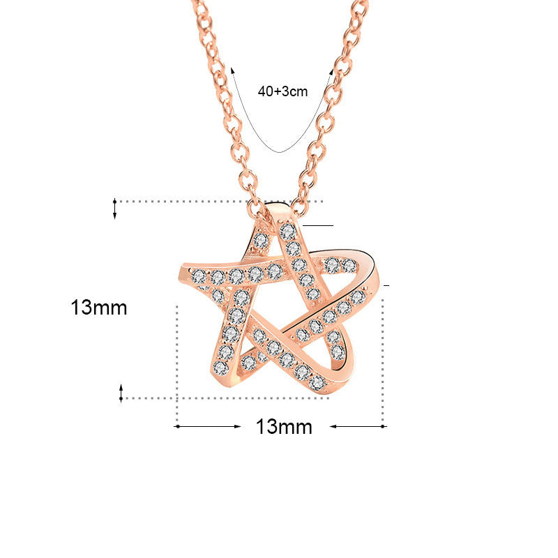 Office CZ Hollow Star 925 Sterling Silver Necklace