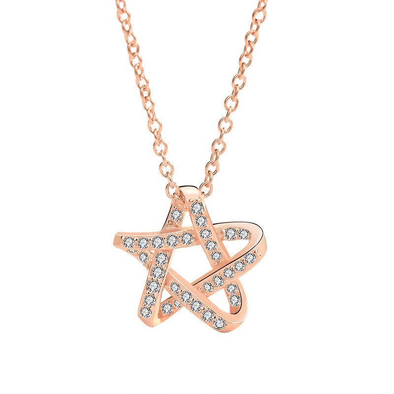 Office CZ Hollow Star 925 Sterling Silver Necklace