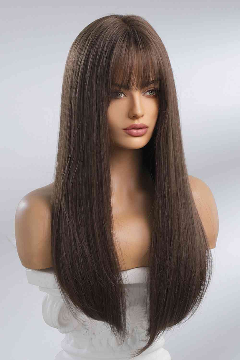 Full Machine 26" Long Straight Synthetic Wig - Heat Safe & Easy Maintenance