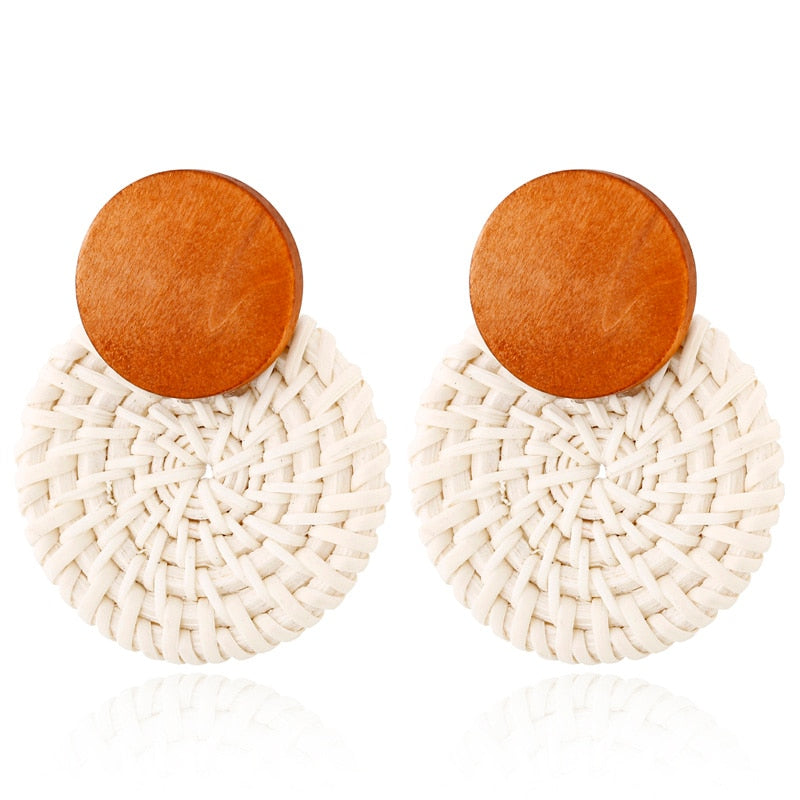 Rattan Knit Boho Handmade Earrings