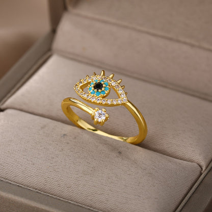 Lucky Turkish Blue Evil Eye Rings For Women