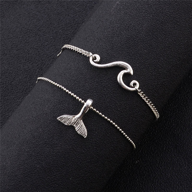 2PCS Pearl Heart Infinity Bohemian Ankle Bracelet Set