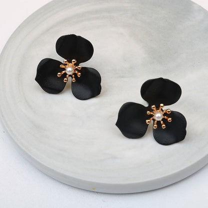 Boho black Flower Earrings