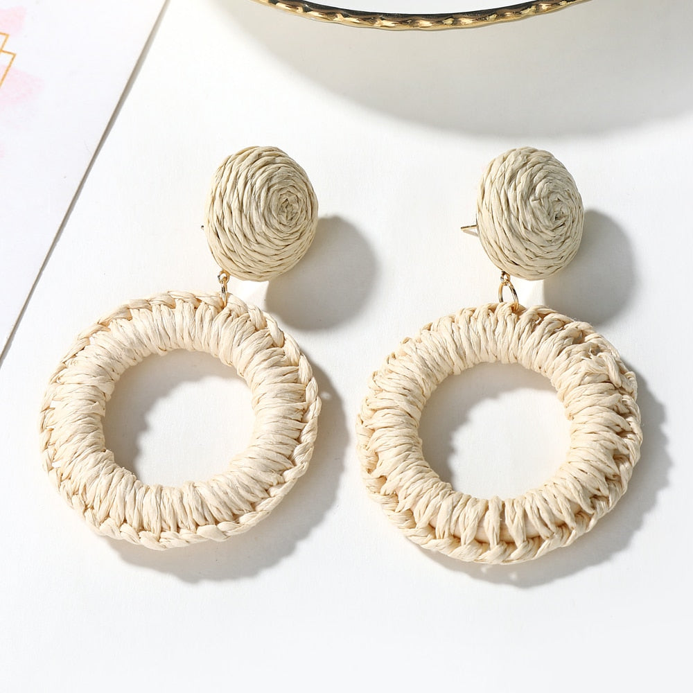 Rattan Knit Boho Handmade Earrings Jewelry For Women