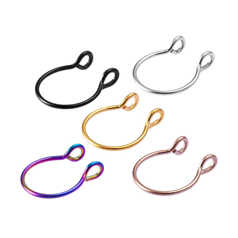 1-5pcs Fake Piercing Nose Ring Hoop