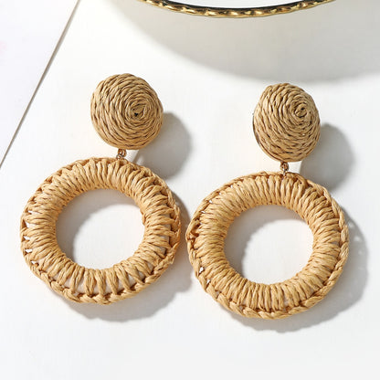 Rattan Knit Boho Handmade Earrings