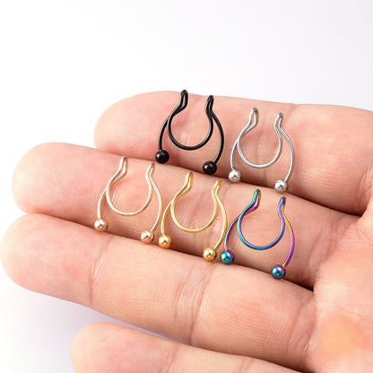 1-5pcs Fake Piercing Nose Ring Hoop