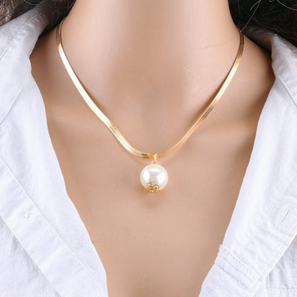 Pearl Necklace For Women Baroque Pearl Metal Pendant Jewelry