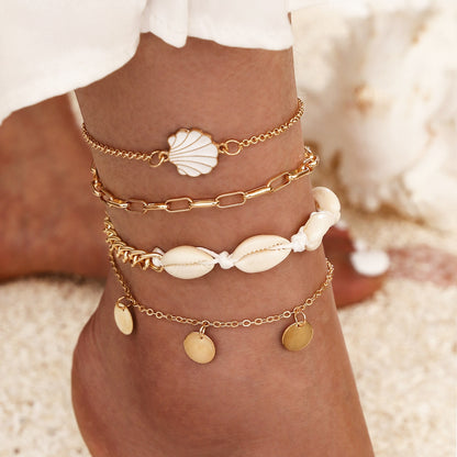 Bohemia Shell Star Chain Ankle Bracelet Jewelry set For Women