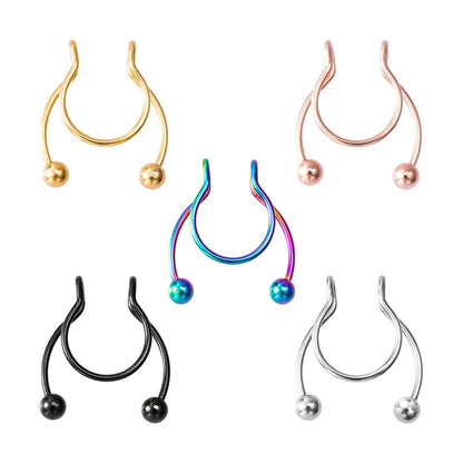 1-5pcs Fake Piercing Nose Ring Hoop