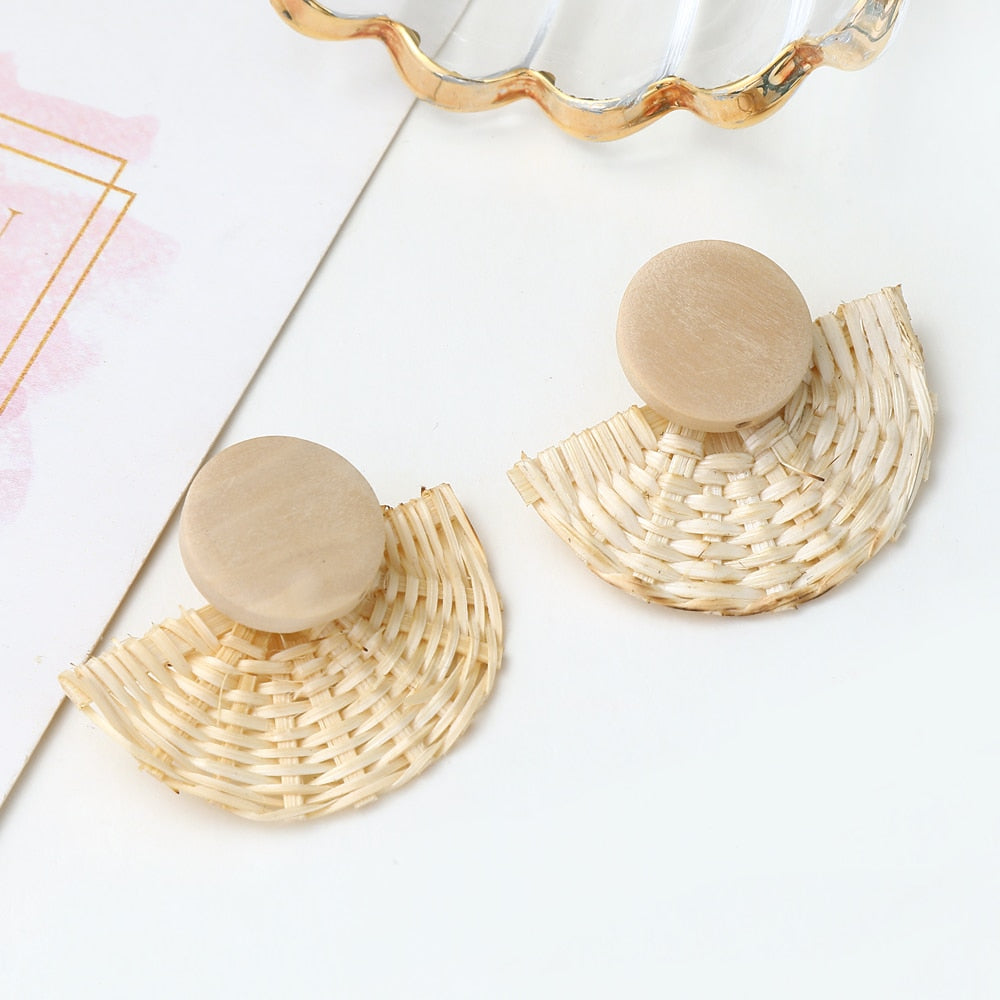 Rattan Knit Boho Handmade Earrings Jewelry For Women