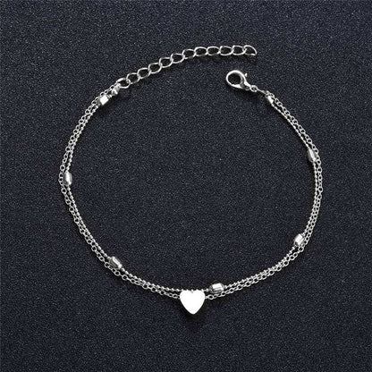 2PCS Pearl Heart Infinity Bohemian Ankle Bracelet Set