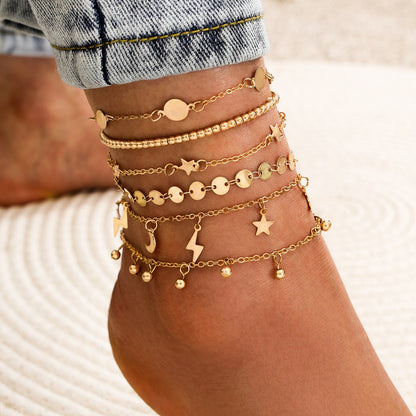 Bohemia Shell Star Chain Ankle Bracelet Jewelry set For Women