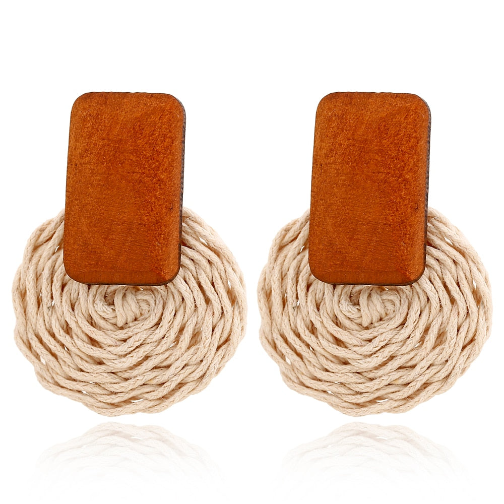 Rattan Knit Boho Handmade Earrings Jewelry For Women