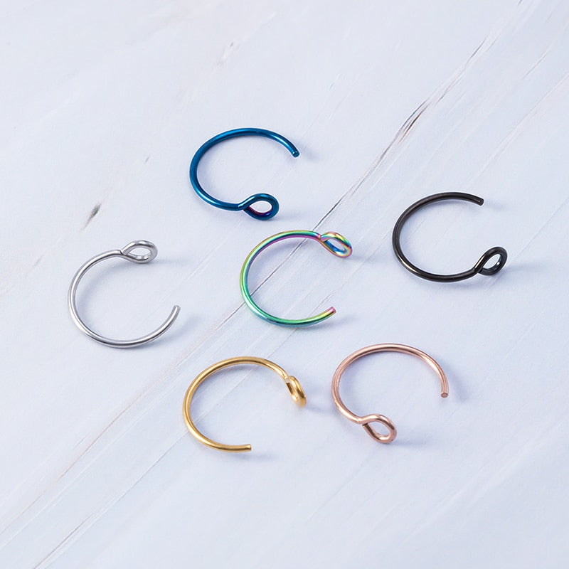 1-5pcs Fake Piercing Nose Ring Hoop