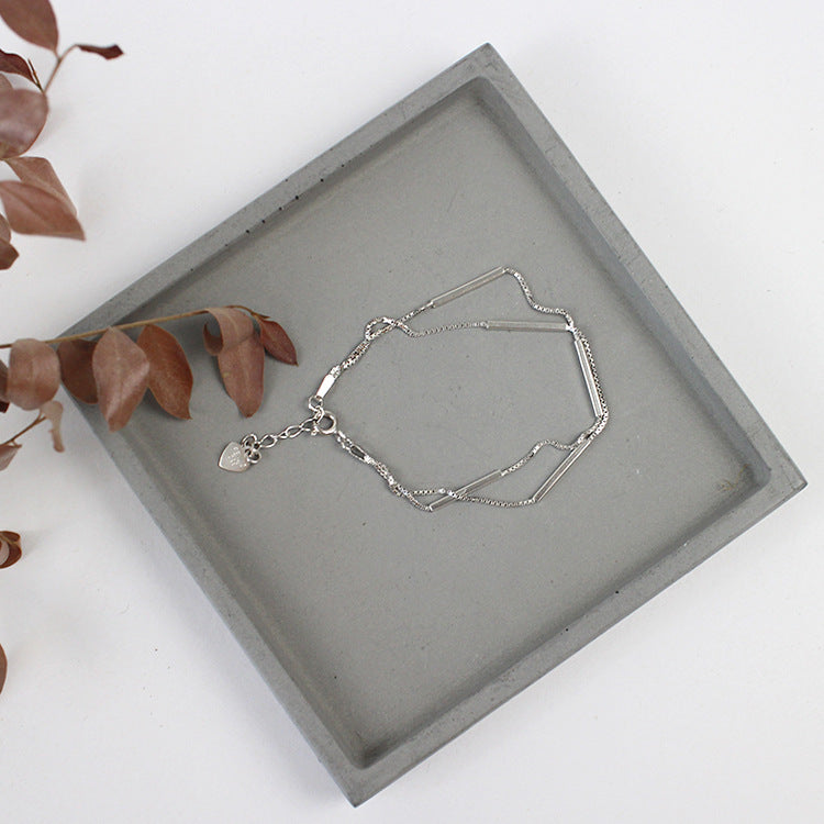 Fashion Double Layer Box 925 Sterling Silver Bracelet