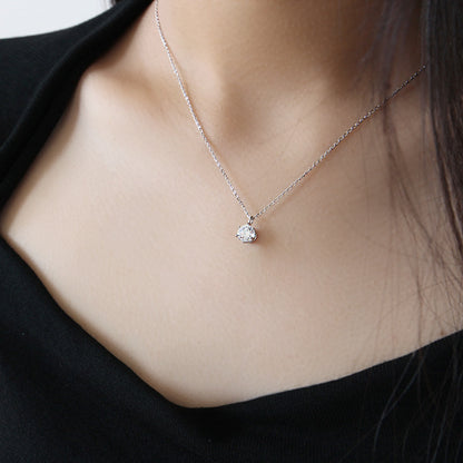 Simple Party Round CZ 925 Sterling Silver Necklace