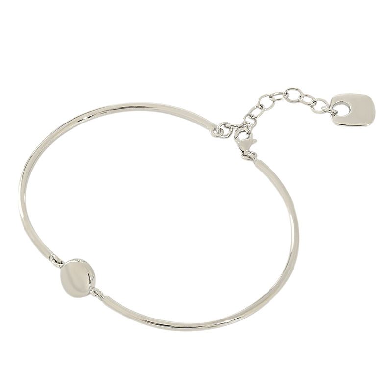 Simple Round Tag 925 Sterling Silver Adjustable Bangle