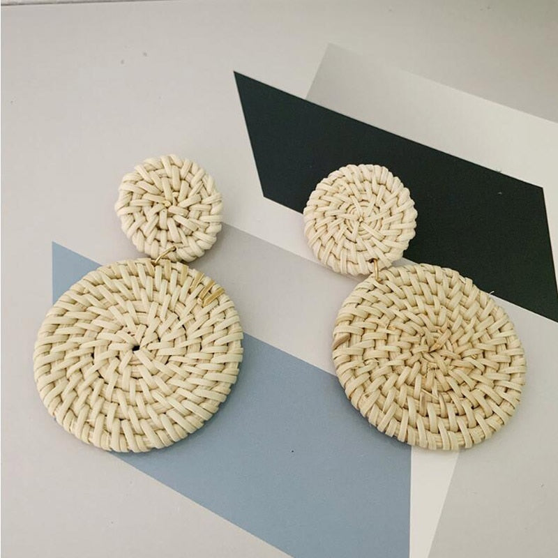 Rattan Knit Boho Handmade Earrings Jewelry For Women