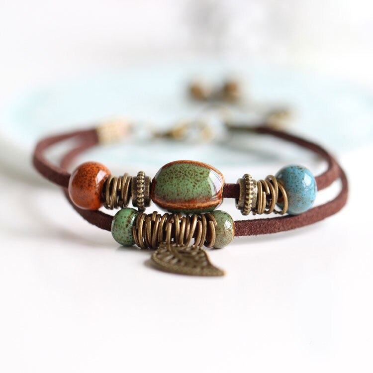 Handmade High Temperature Glaze Ceramic Women's Bracelets