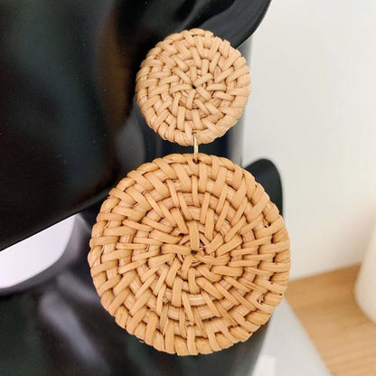 Rattan Knit Boho Handmade Earrings