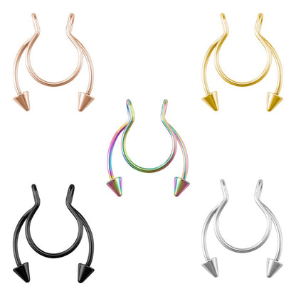 1-5pcs Fake Piercing Nose Ring Hoop