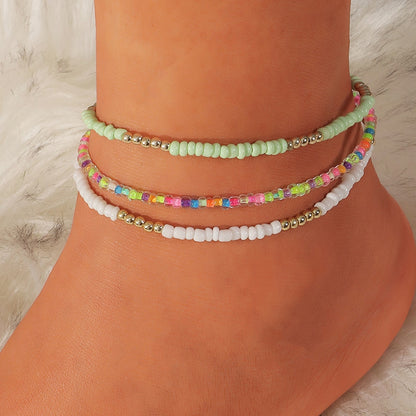 3pcs/set Bohemian Colorful Ankle Bracelet for women