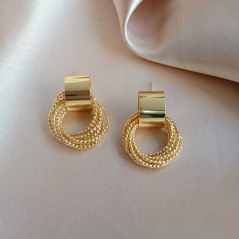 Golden Big hoop Metal Earrings For women