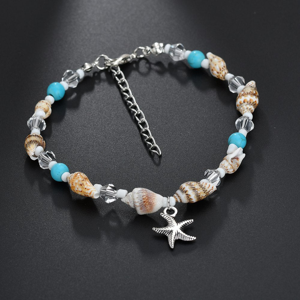 2PCS Pearl Heart Infinity Bohemian Ankle Bracelet Set