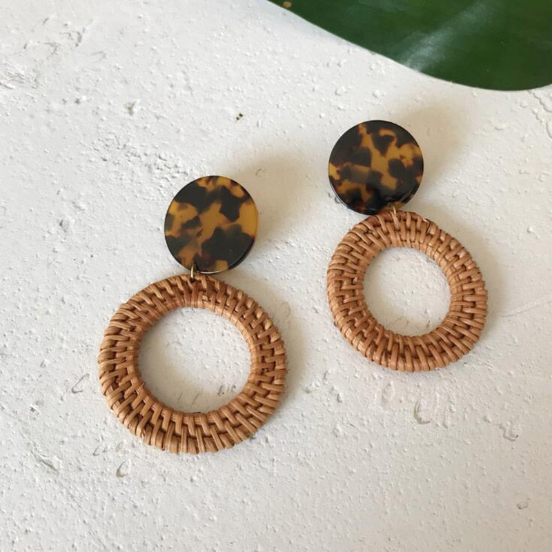 Rattan Knit Boho Handmade Earrings Jewelry For Women