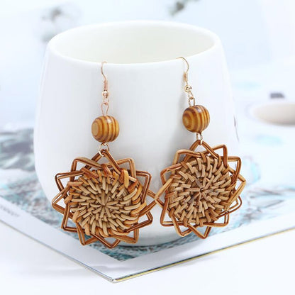 Rattan Knit Boho Handmade Earrings Jewelry For Women