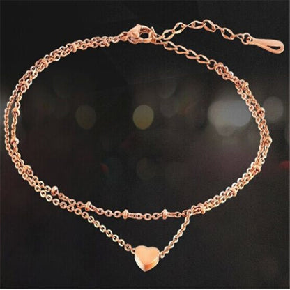 2PCS Pearl Heart Infinity Bohemian Ankle Bracelet Set