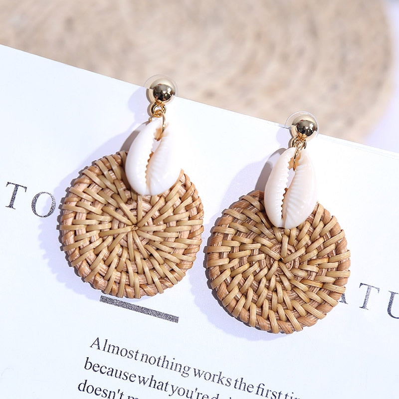 Rattan Knit Boho Handmade Earrings Jewelry For Women