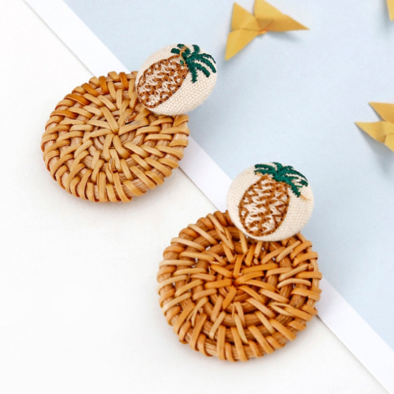 Rattan Knit Boho Handmade Earrings Jewelry For Women