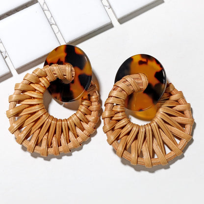 Rattan Knit Boho Handmade Earrings Jewelry For Women