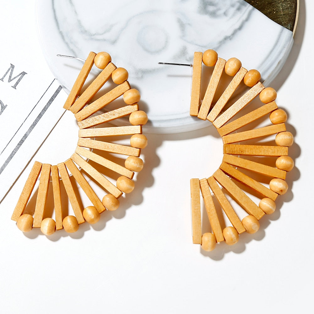 Rattan Knit Boho Handmade Earrings