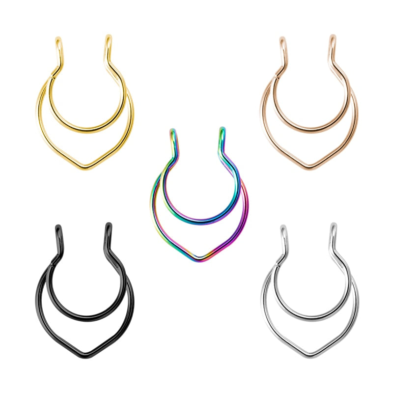 1-5pcs Fake Piercing Nose Ring Hoop