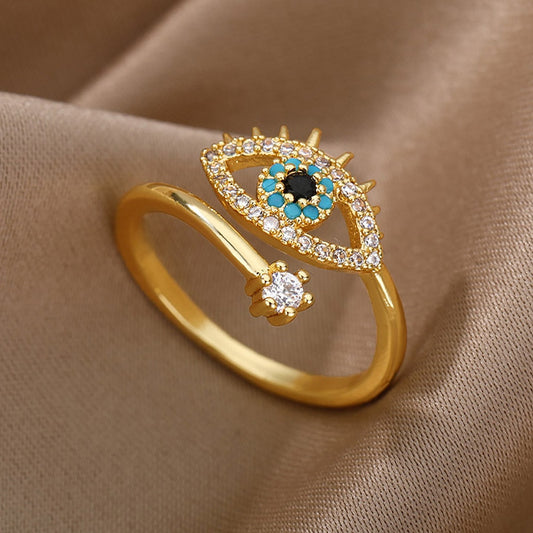 Lucky Turkish Blue Evil Eye Rings For Women