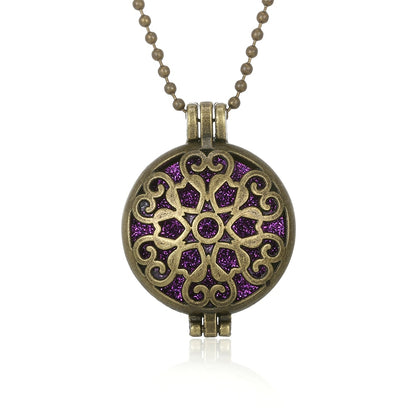 Vintage Flower Butterfly Perfume Pendant Locket with Essential Oil Diffuser Necklace