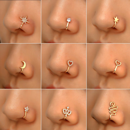 1Pc Copper Fake Piercing Nose Ring