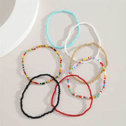 7Pcs/Set Rainbow Beaded Anklet Bracelet for Women