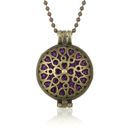 Vintage Flower Butterfly Perfume Pendant Locket with Essential Oil Diffuser Necklace