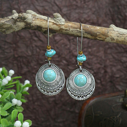 Tassel Long Drop Green Stone Earrings 