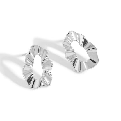 Geometry Hollow Round Wave Paper 925 Sterling Silver Stud Earrings