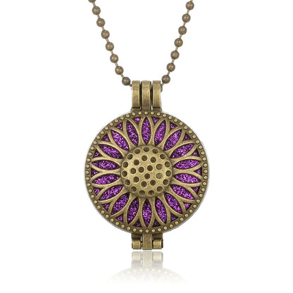 Vintage Flower Butterfly Perfume Pendant Locket with Essential Oil Diffuser Necklace