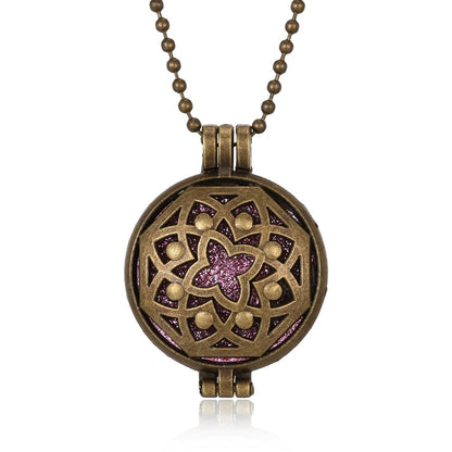 Vintage Flower Butterfly Perfume Pendant Locket with Essential Oil Diffuser Necklace